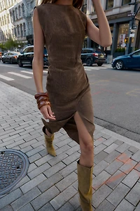 ROBE MIDI 100 % CUIR