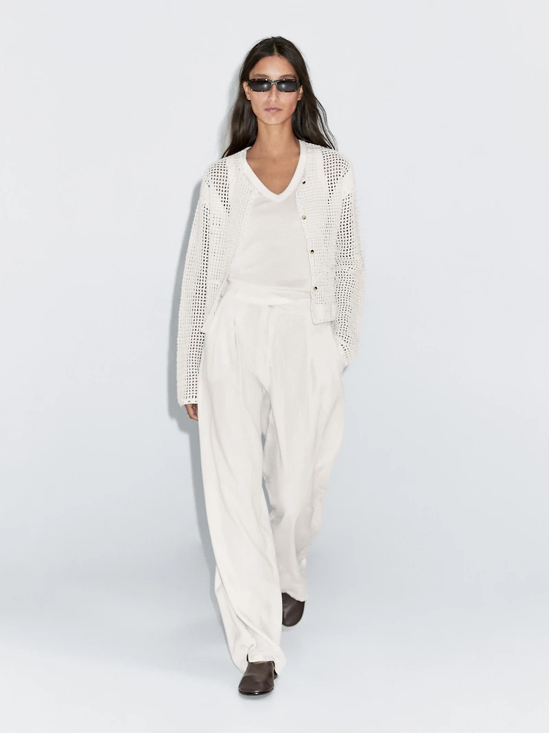 100% cotton openwork crochet cardigan