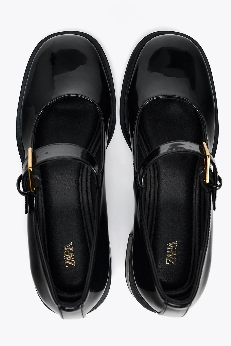 HEELED FAUX PATENT LEATHER SHOES
