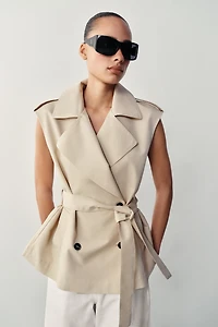 DOUBLE-BREASTED BELTED VEST