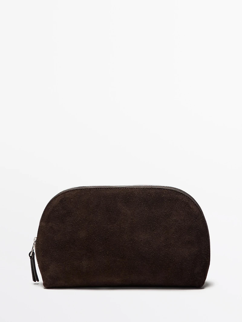 Split leather toiletry bag