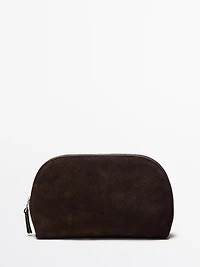 Split leather toiletry bag