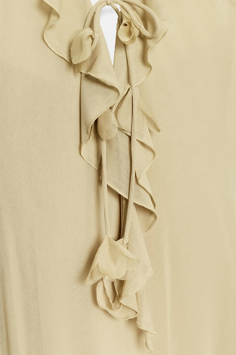RUFFLED HALTER DRESS