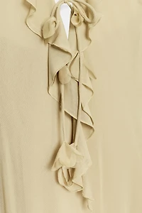 RUFFLED HALTER DRESS