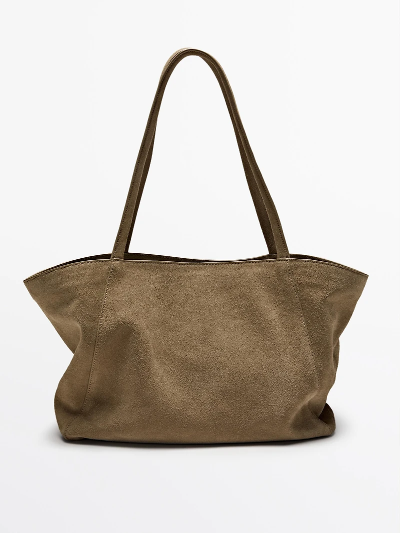 Half icon split suede bag