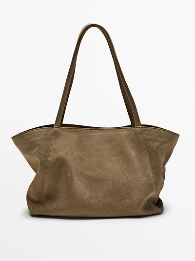Half icon split suede bag