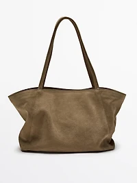 Half icon split suede bag