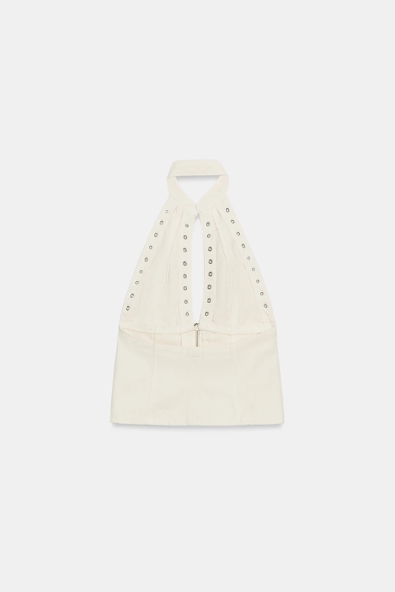EYELET HALTER TOP