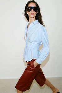 PLEATED POPLIN SHIRT