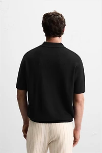 PURL KNIT ZIPPER POLO SHIRT