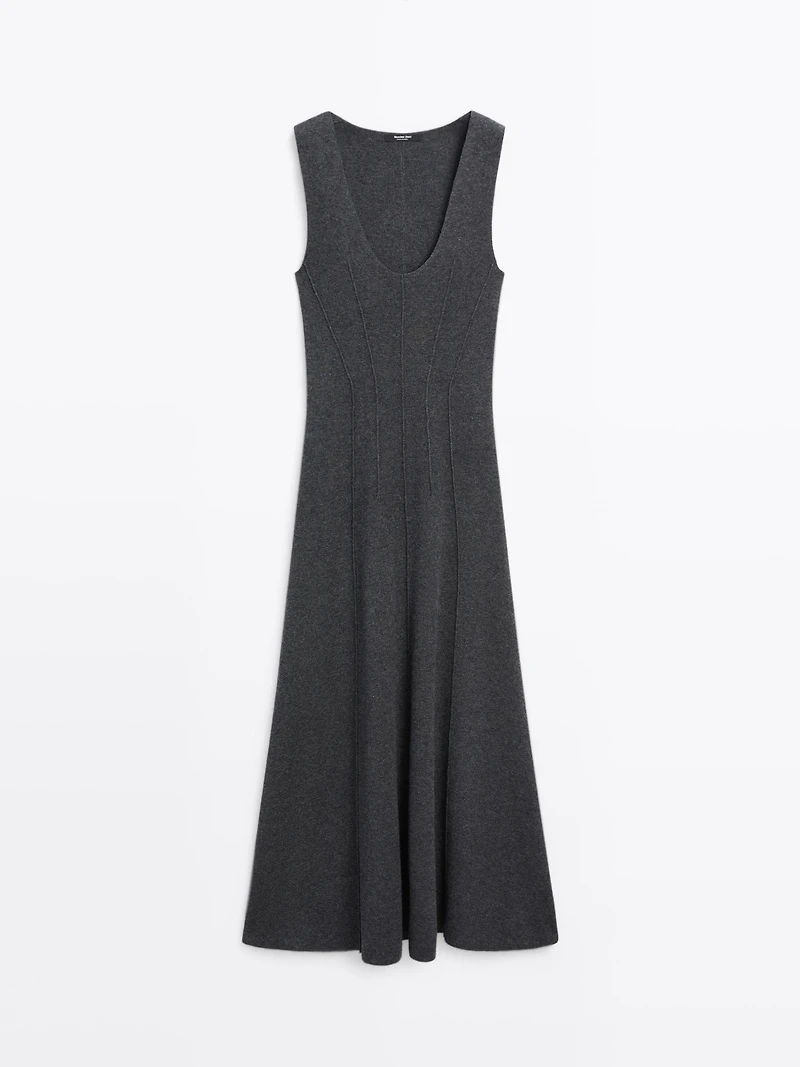 Long A-line knit dress