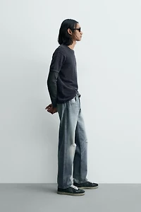 T-SHIRT EN MAILLE STRUCTURÉE DÉLAVÉE