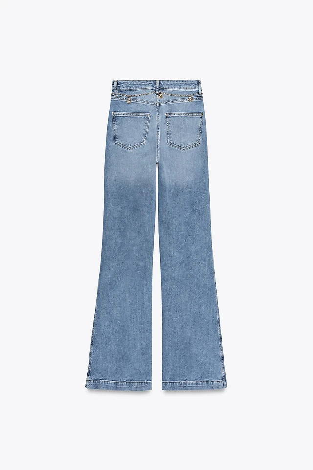 Zara Z1975 HIGH WAIST BOOTCUT JEANS WITH CHAIN BELT Square One - Main Image
