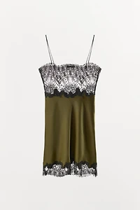 SATIN MIDI LACE DRESS