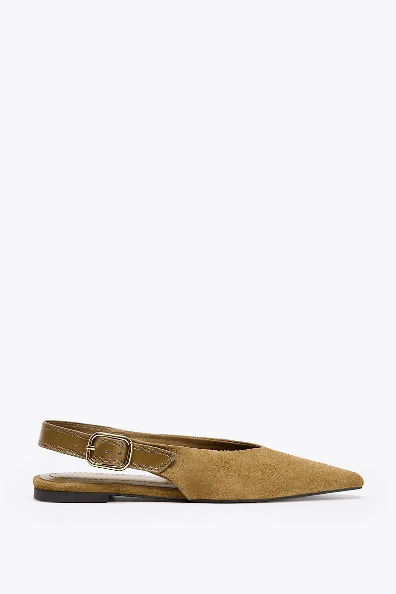 COMBINED LEATHER SLINGBACK SHOES
