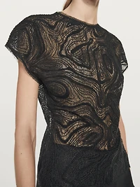 Semi-sheer embroidered top