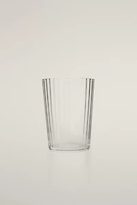 GLASS SOFT DRINK TUMBLER WITH LINE DESIGN