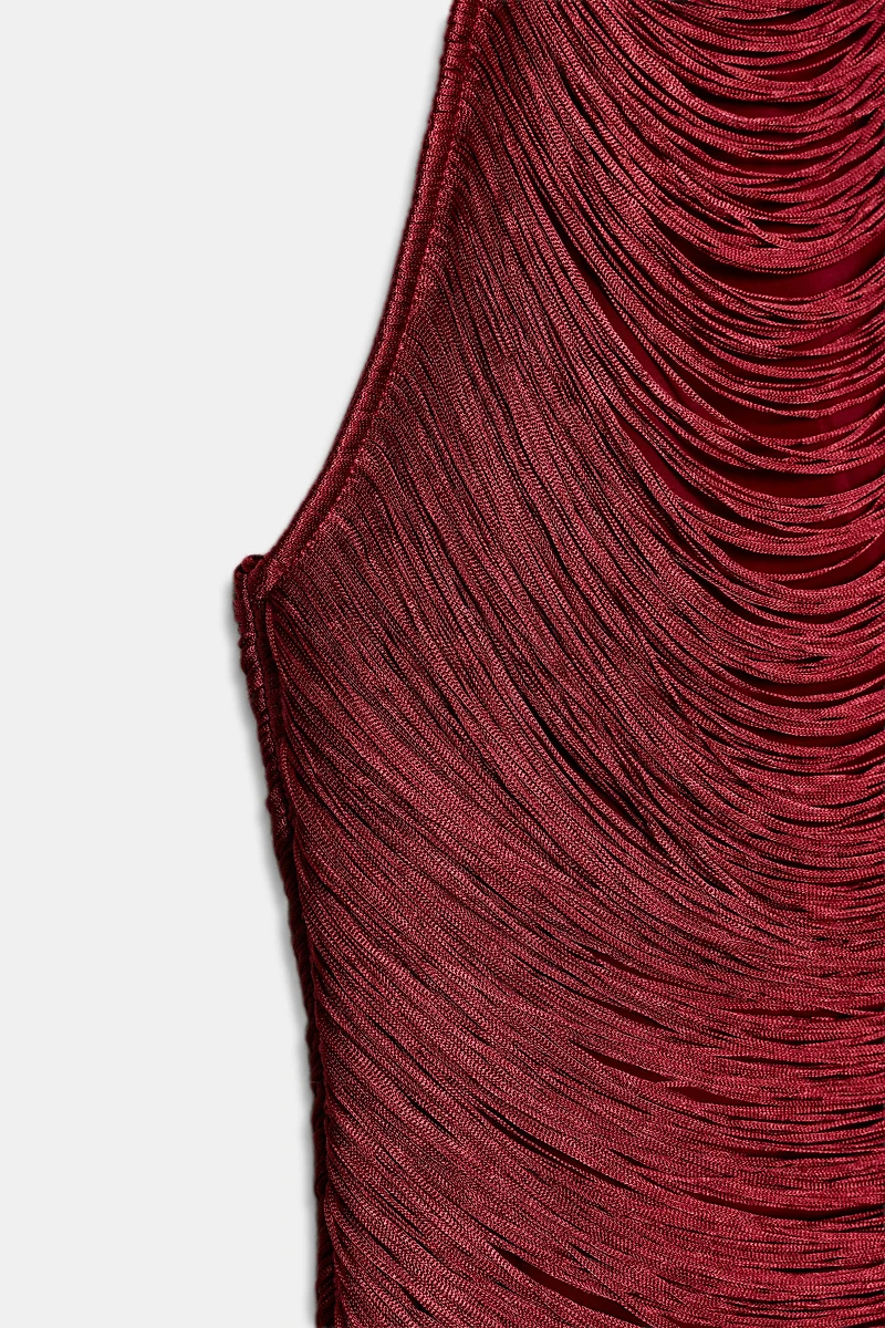 ROBE COURTE HALTER FRANGES