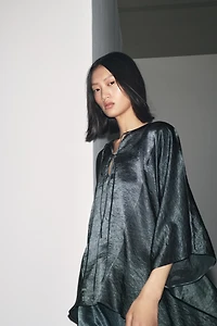 ZW COLLECTION SATIN EFFECT CAPE SHIRT