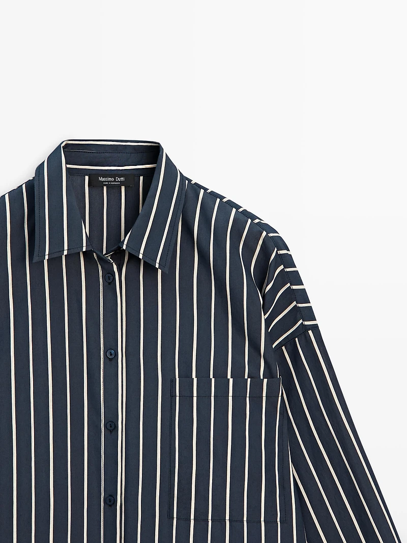 Striped flowing shirt with pocket detail