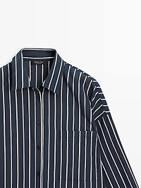 Striped flowing shirt with pocket detail