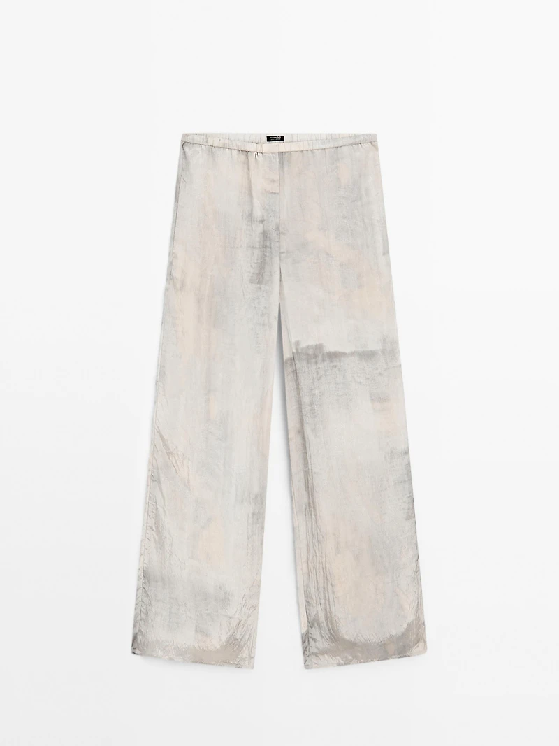 Pantalon droit fluide imprimé