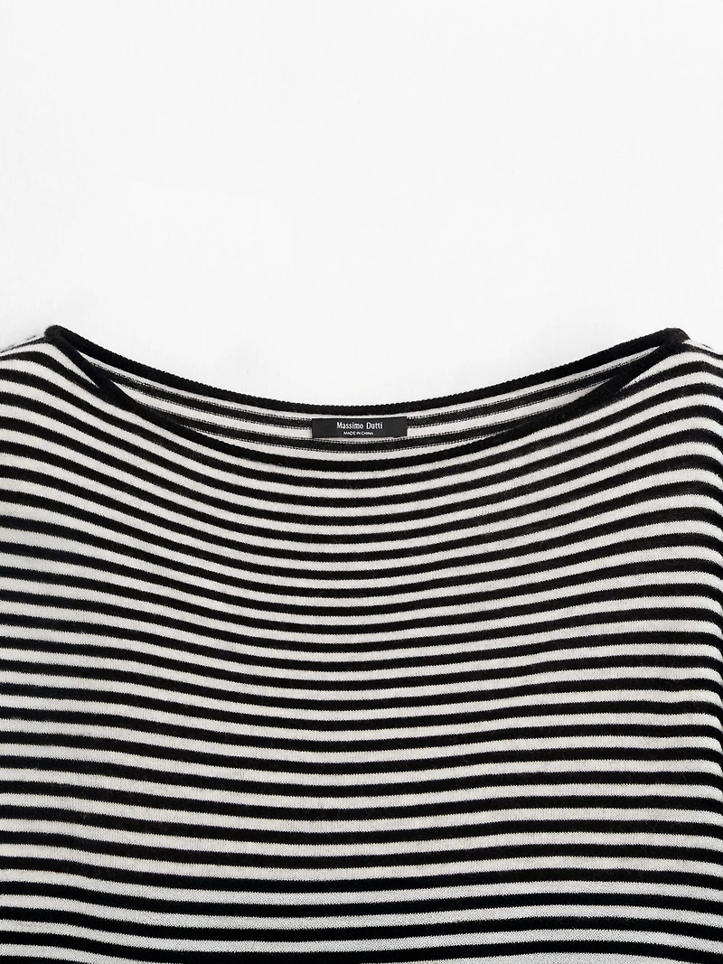 Striped long sleeve knit sweater