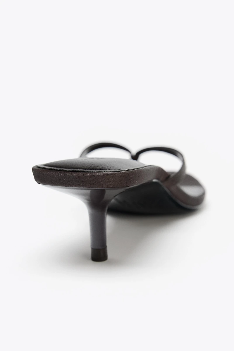 SATIN KITTEN HEEL SANDALS