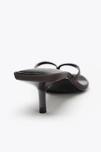 SATIN KITTEN HEEL SANDALS
