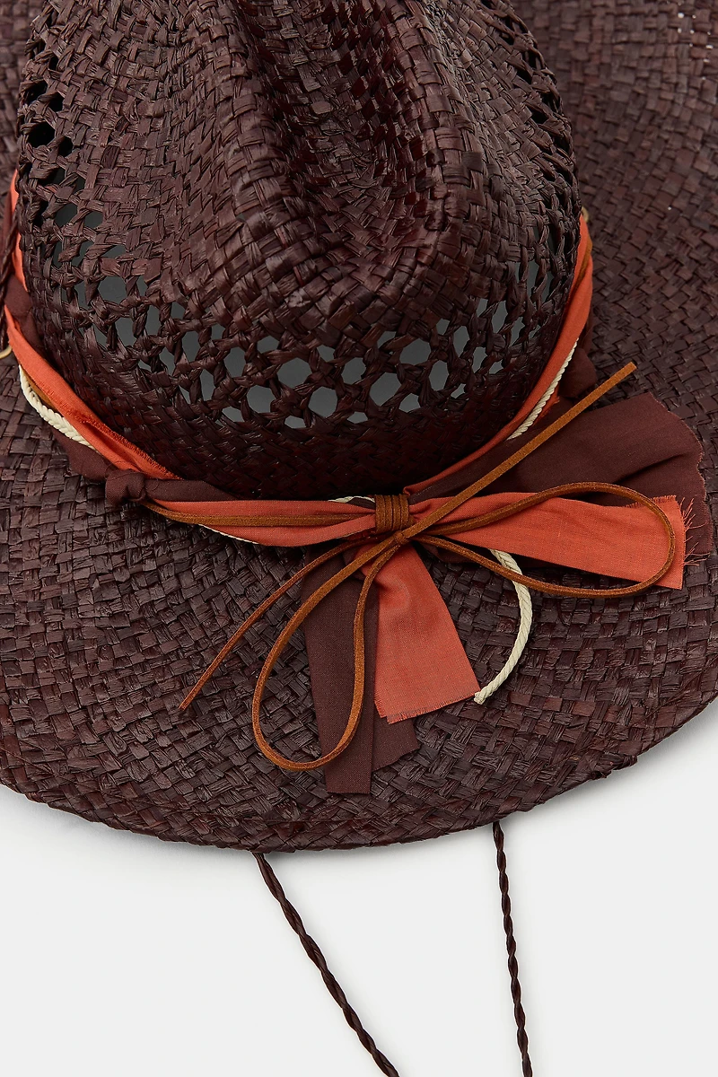 100% RAFFIA BOW HAT