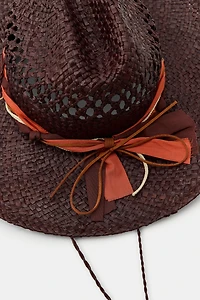 100% RAFFIA BOW HAT