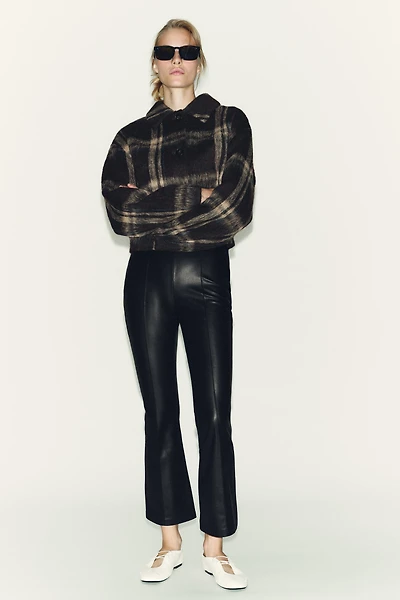 FAUX LEATHER MINI FLARE LEGGINGS