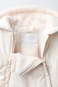 NYLON ROMPER WITH DETACHABLE MITTENS AND BOOTIES