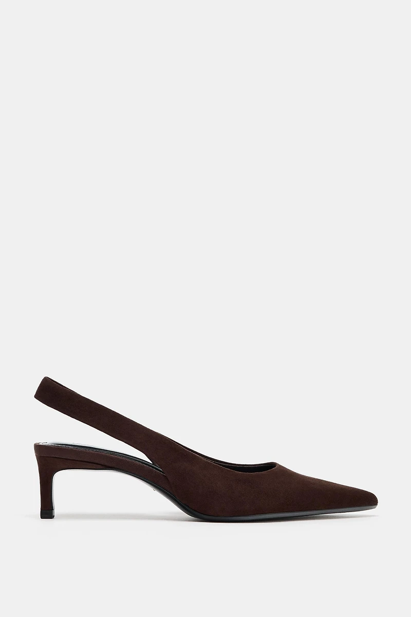 CHAUSSURES BRIDES ARRIÈRE EN DAIM À TALONS KITTEN HEEL