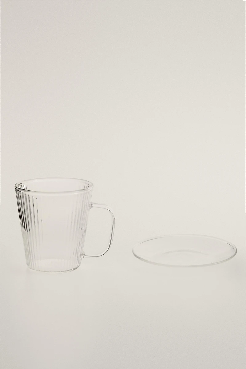 BOROSILICATE GLASS COFFEE CUP AND SAUCER