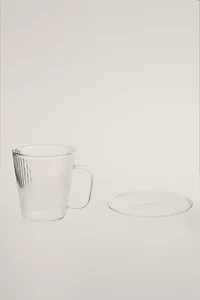 BOROSILICATE GLASS COFFEE CUP AND SAUCER