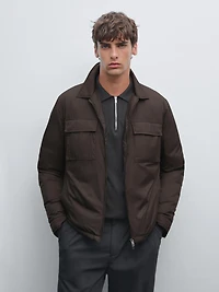 Water-repellent ultra lightweight down blend jacket