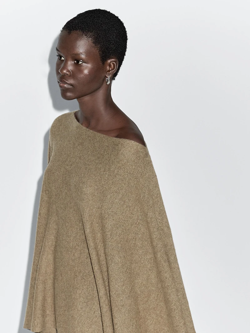 100% wool asymmetric knit cape