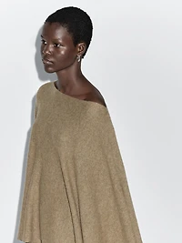100% wool asymmetric knit cape