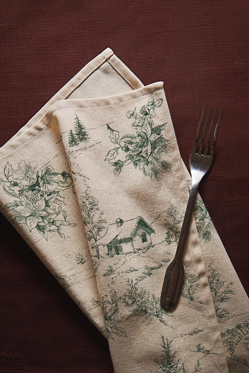 SET OF TOILE DE JOUY CHRISTMAS COTTON NAPKINS (SET OF 2)