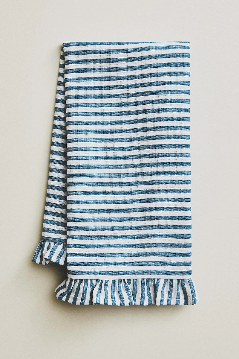 LOT DE 2 SERVIETTES TABLE EN COTON À VOLANT