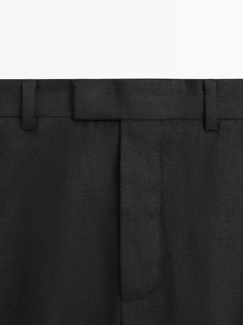 Linen tailored fit barrel trousers