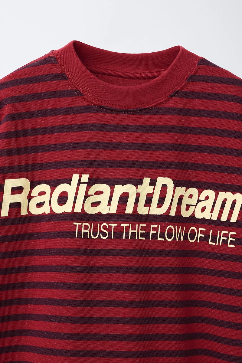 STRIPED TEXT T-SHIRT