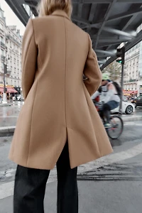 DOUBLE-BREASTED COAT WITH SHOULDER PADS