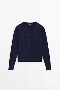 100% cotton braided knit cardigan