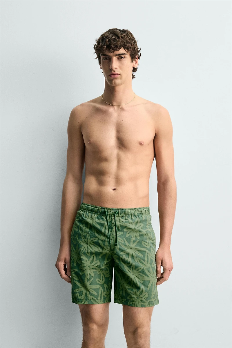 SHORT DE BAIN LONG FLEURS