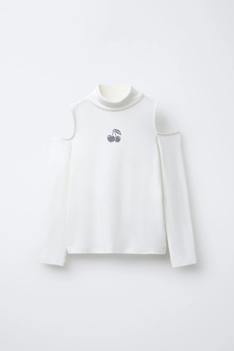 CUT OUT TURTLENECK T-SHIRT