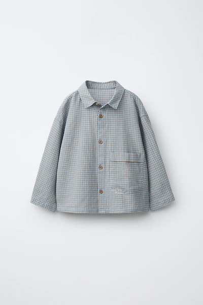 CHEMISE IMPRIMÉ CARREAUX VICHY EN COTON ET LIN