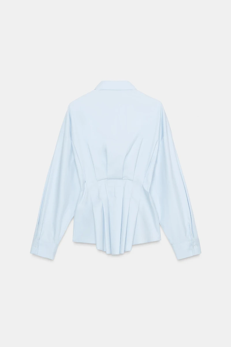 PLEATED POPLIN SHIRT