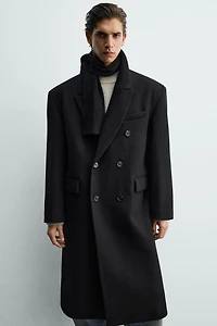 OVERSIZED DOUBLE BREASTED WOOL BLEND COAT